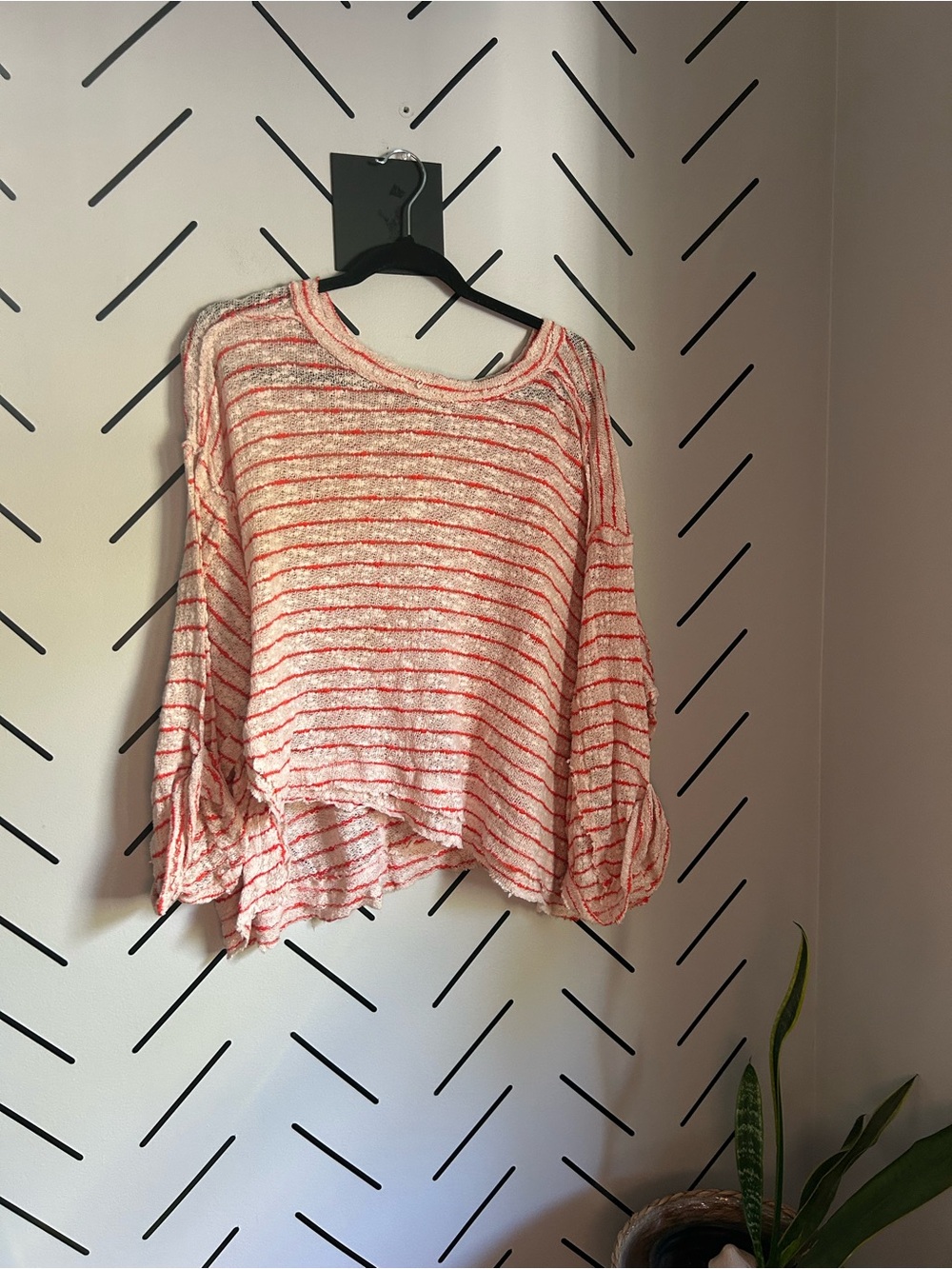 We the free free people striped oversized hacci top Asymmetrical hem